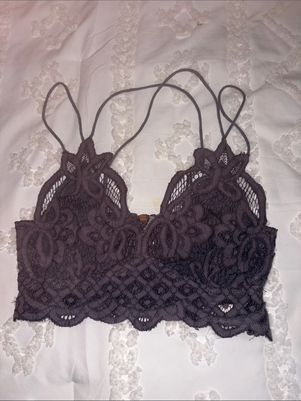 Free People Adella Longline Slate Lace Bralette size small